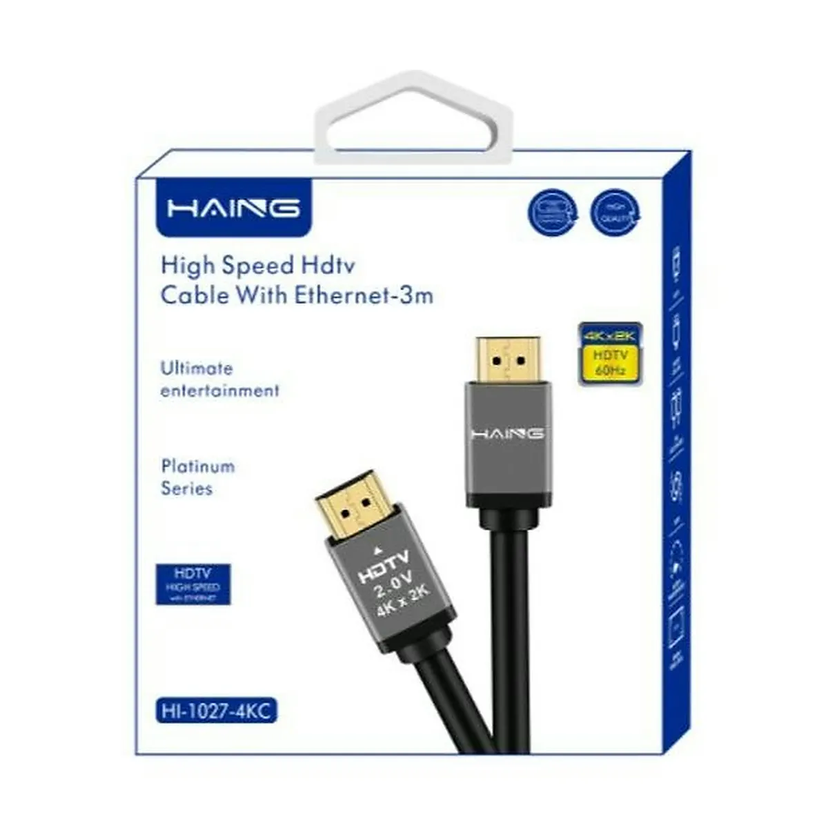 كيبل HDMI عالي السرعة مع إيثرنت HAING بدقة 4K – طول 3 متر