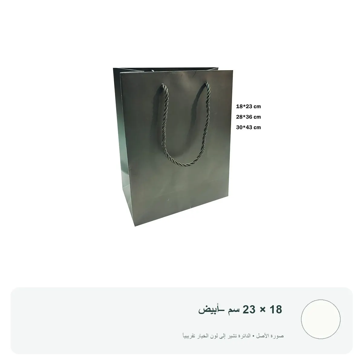 كيس هدايا كرتوني فاخر سادة بمقبض حبل — 18 × 23 سم – أبيض