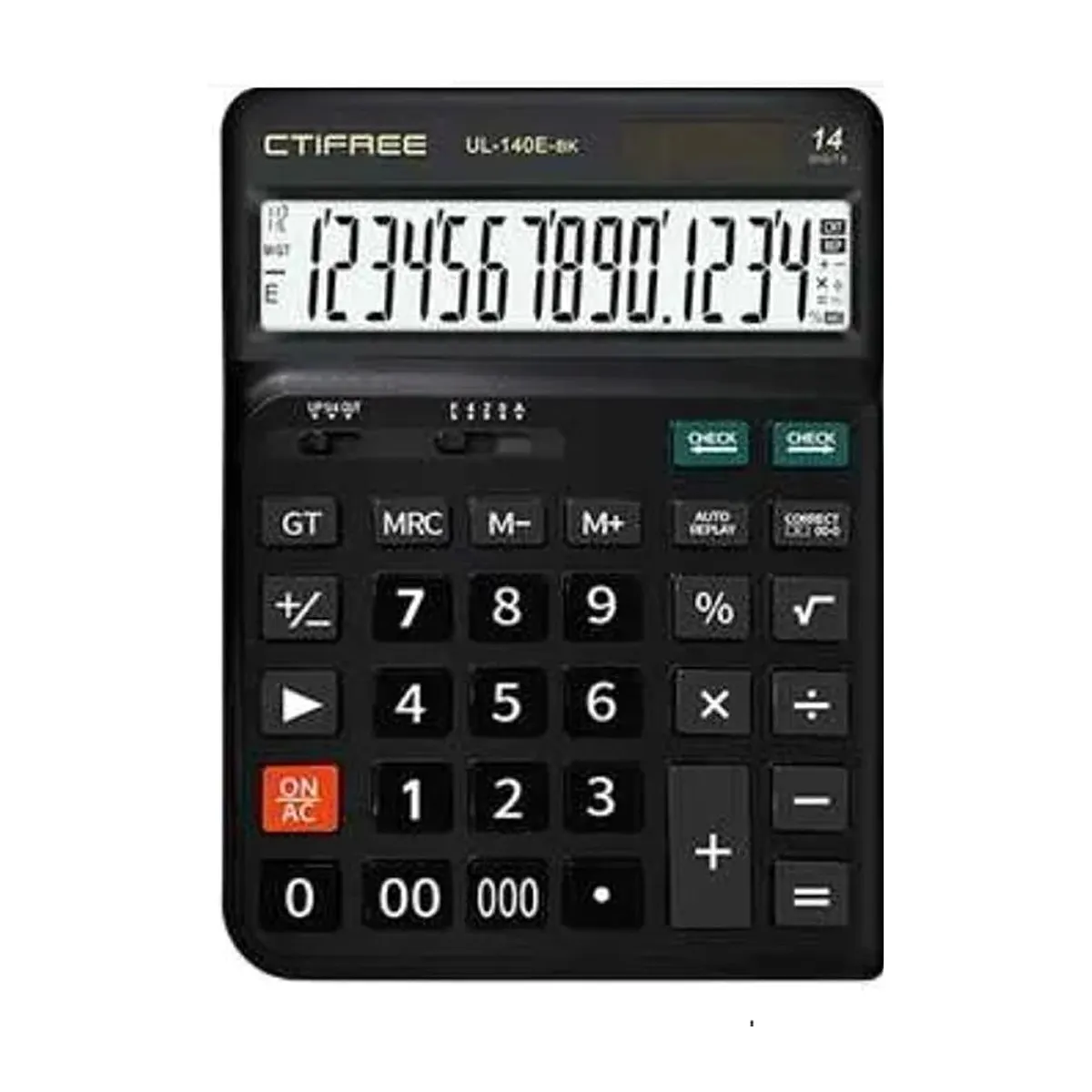 آلة حاسبة مكتبية كبيرة 14 رقم – CTIFREE CT-1406E — أسود