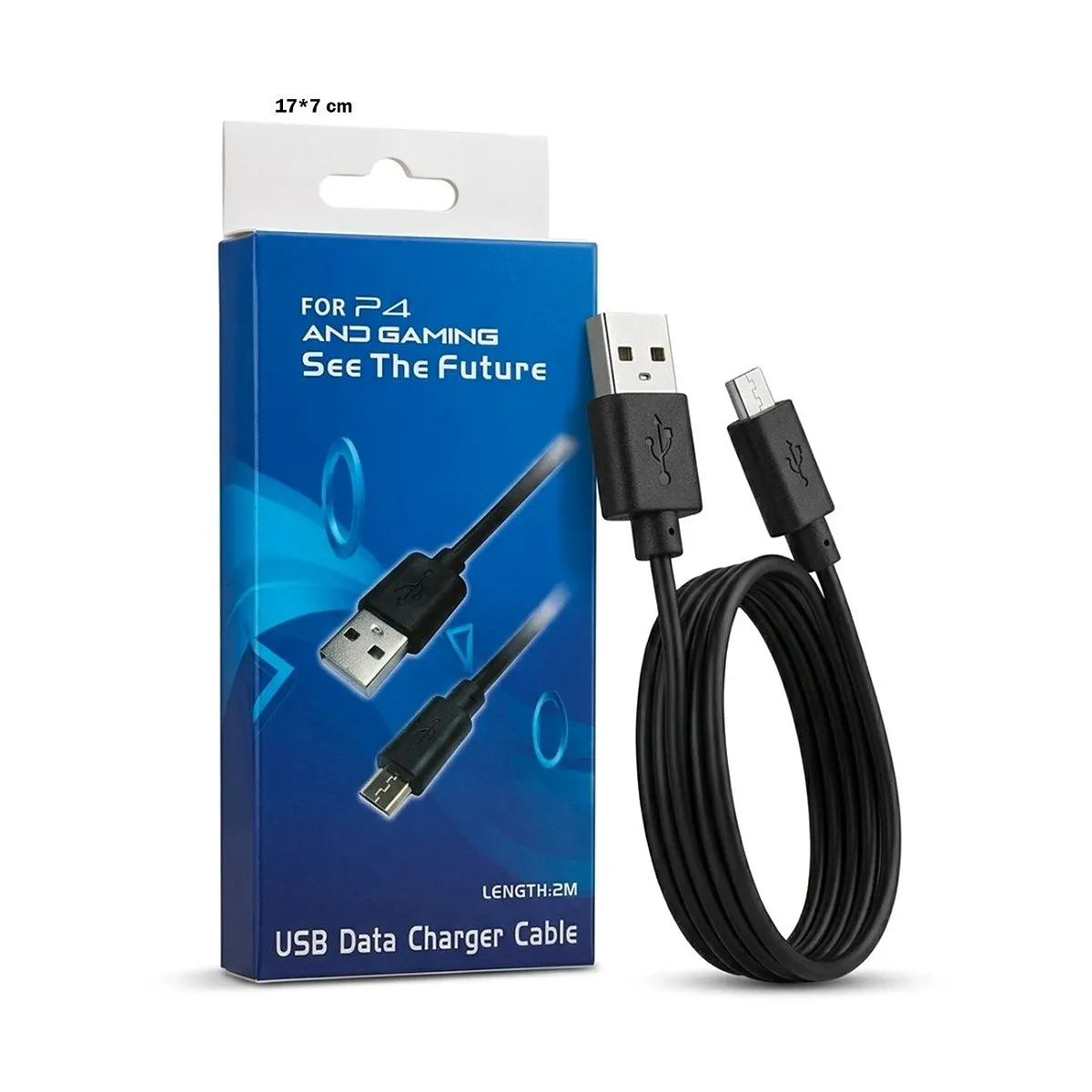 كيبل شحن وبيانات USB لوحدة تحكم بلايستيشن 4 بطول 2 متر
