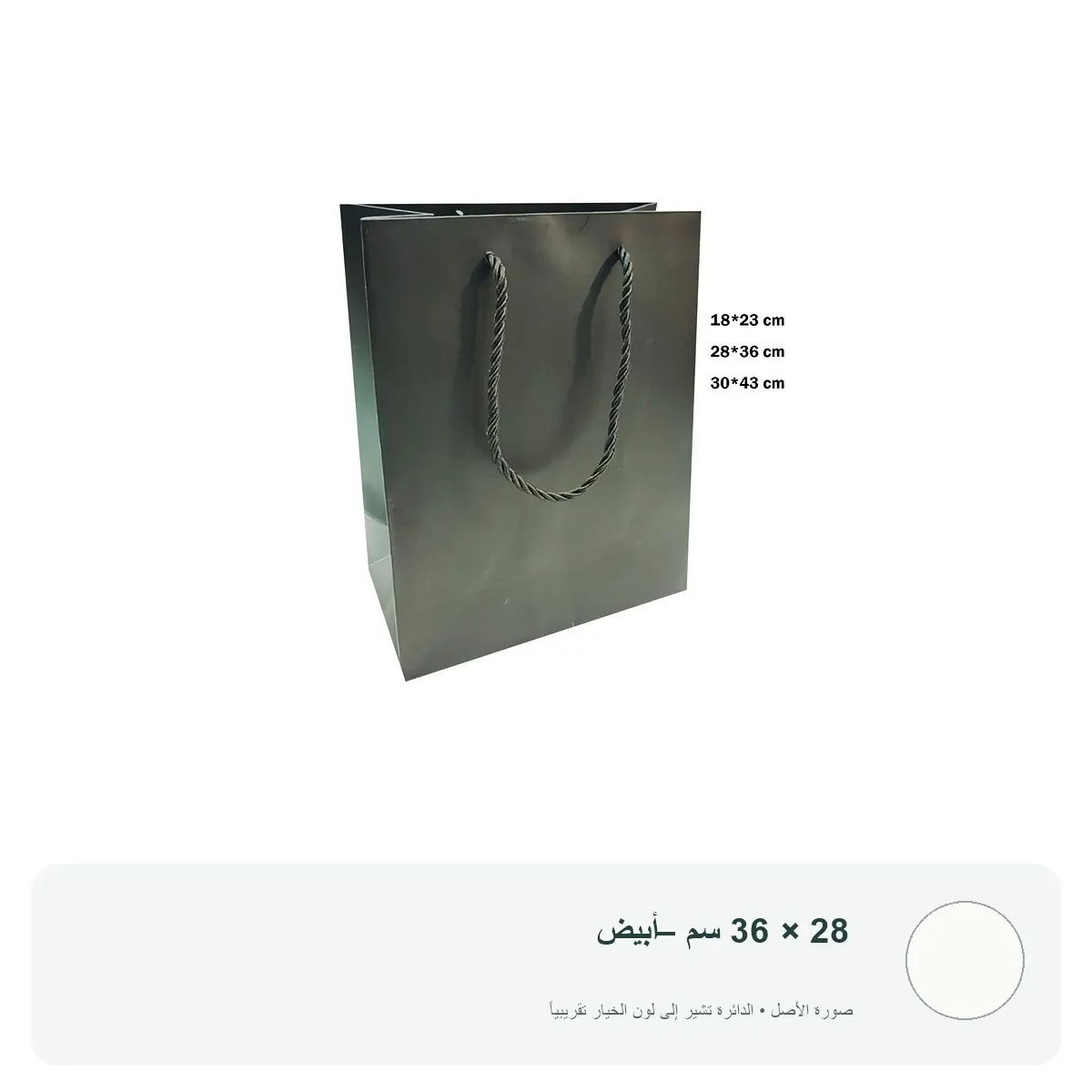 كيس هدايا كرتوني فاخر سادة بمقبض حبل — 28 × 36 سم – أبيض