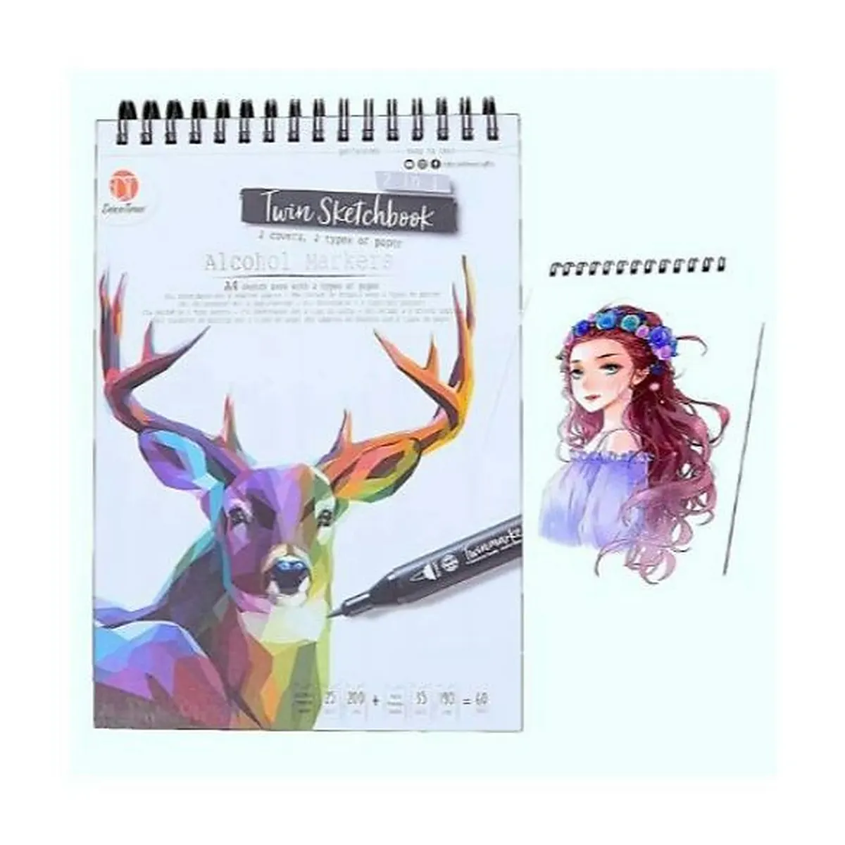 دفتر رسم A4 Twin Sketchbook من DecoTime – ورق مزدوج لماركرات فنية والألوان المائية